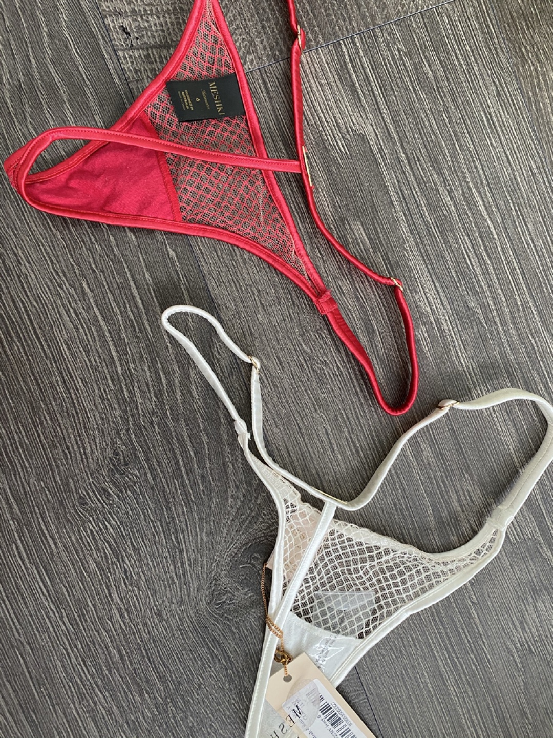 Meshki Lingerie Set - Red & White, Size xs