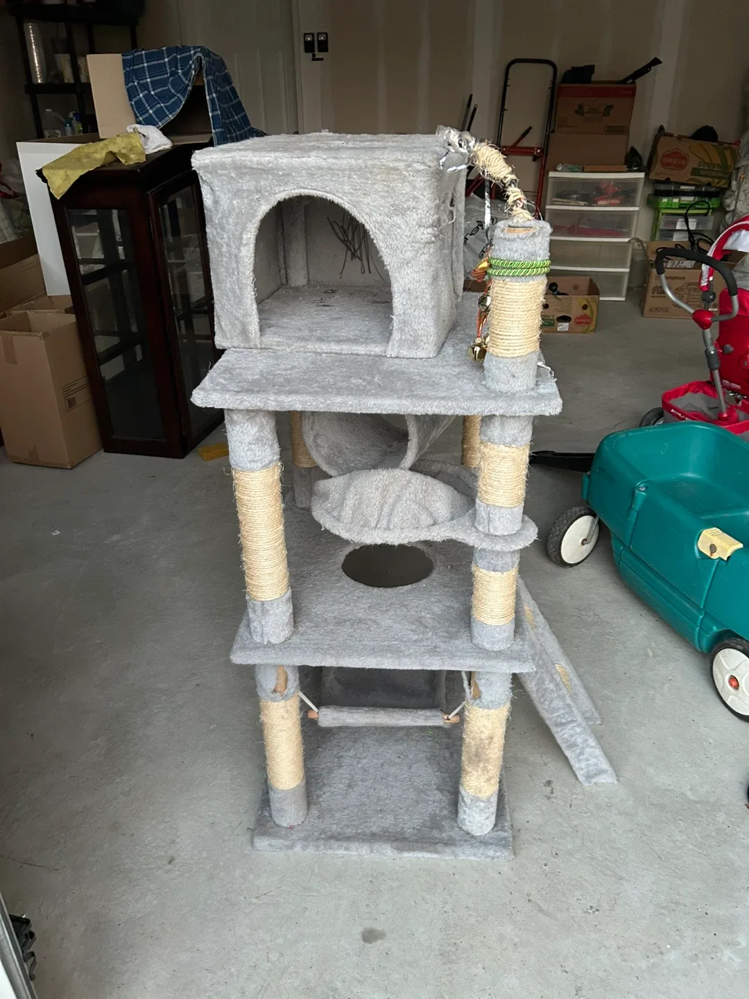 Grey Cat Tree with Scratching Posts