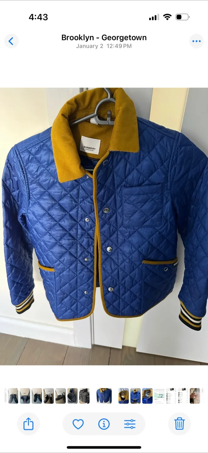 Burberry Kids Blue Quilted Jacket image indicator(2)