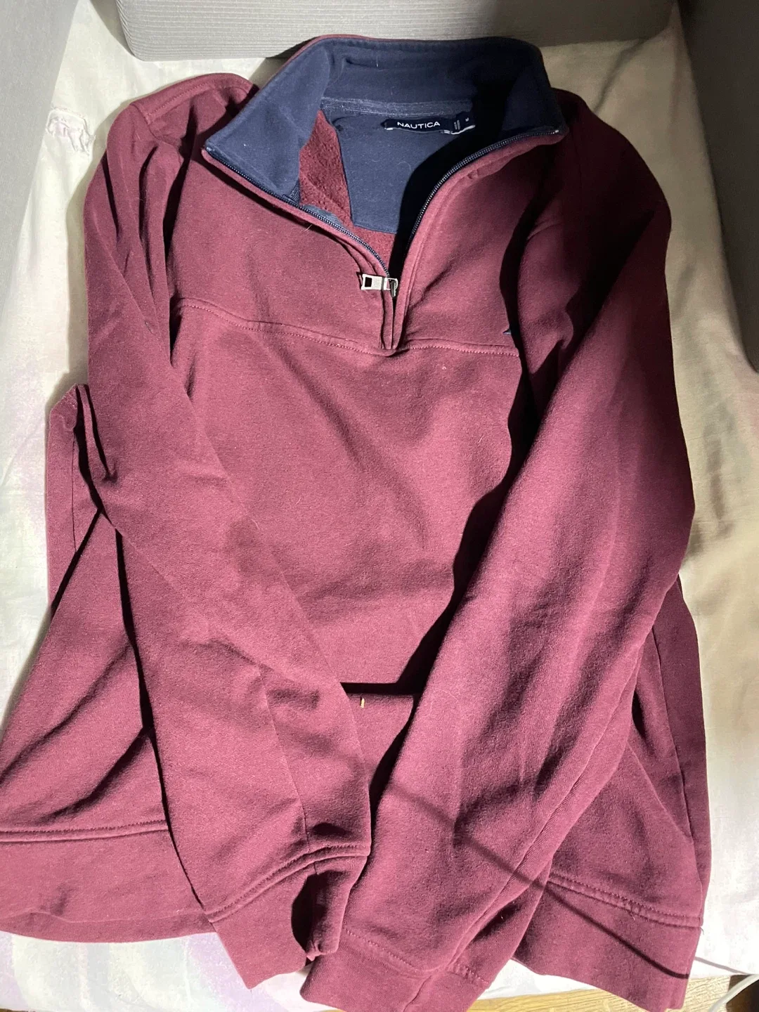 Nautica Burgundy 1/4 Zip Pullover - Size M image indicator(2)