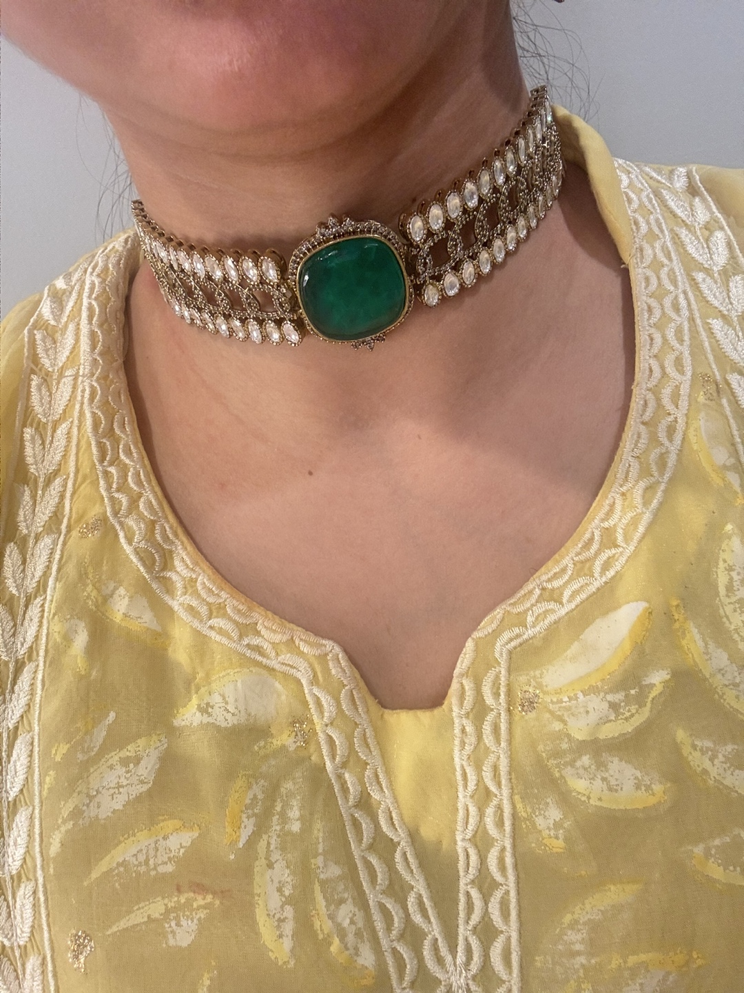 Green Emerald Choker and Earring Set - photo 2