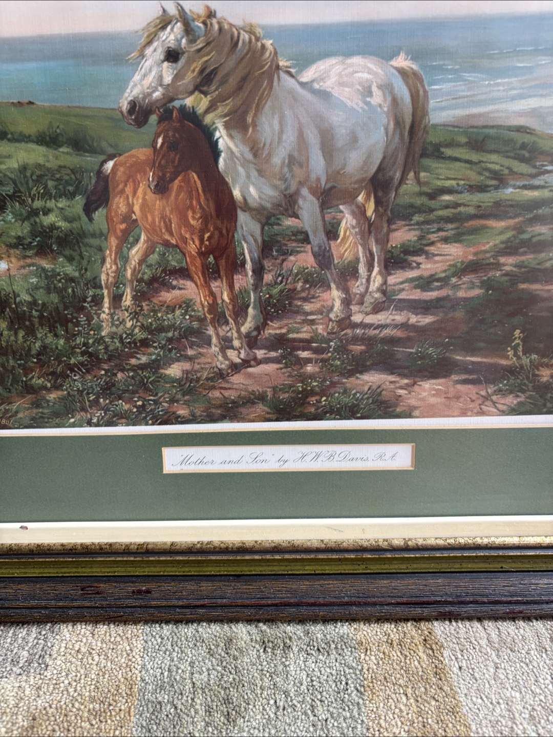Framed H.W.B. Davis Print: Mother and Foal - photo 2