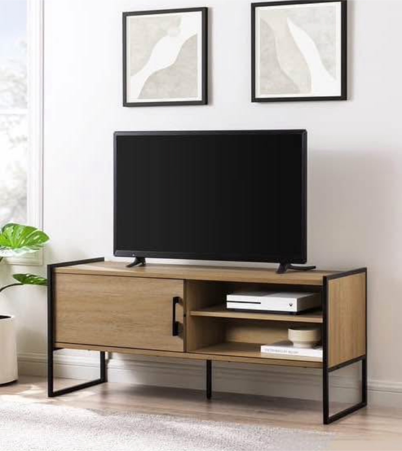 New Sleek Minimalist Modern 48” Coastal Oak TV Stand - photo 4