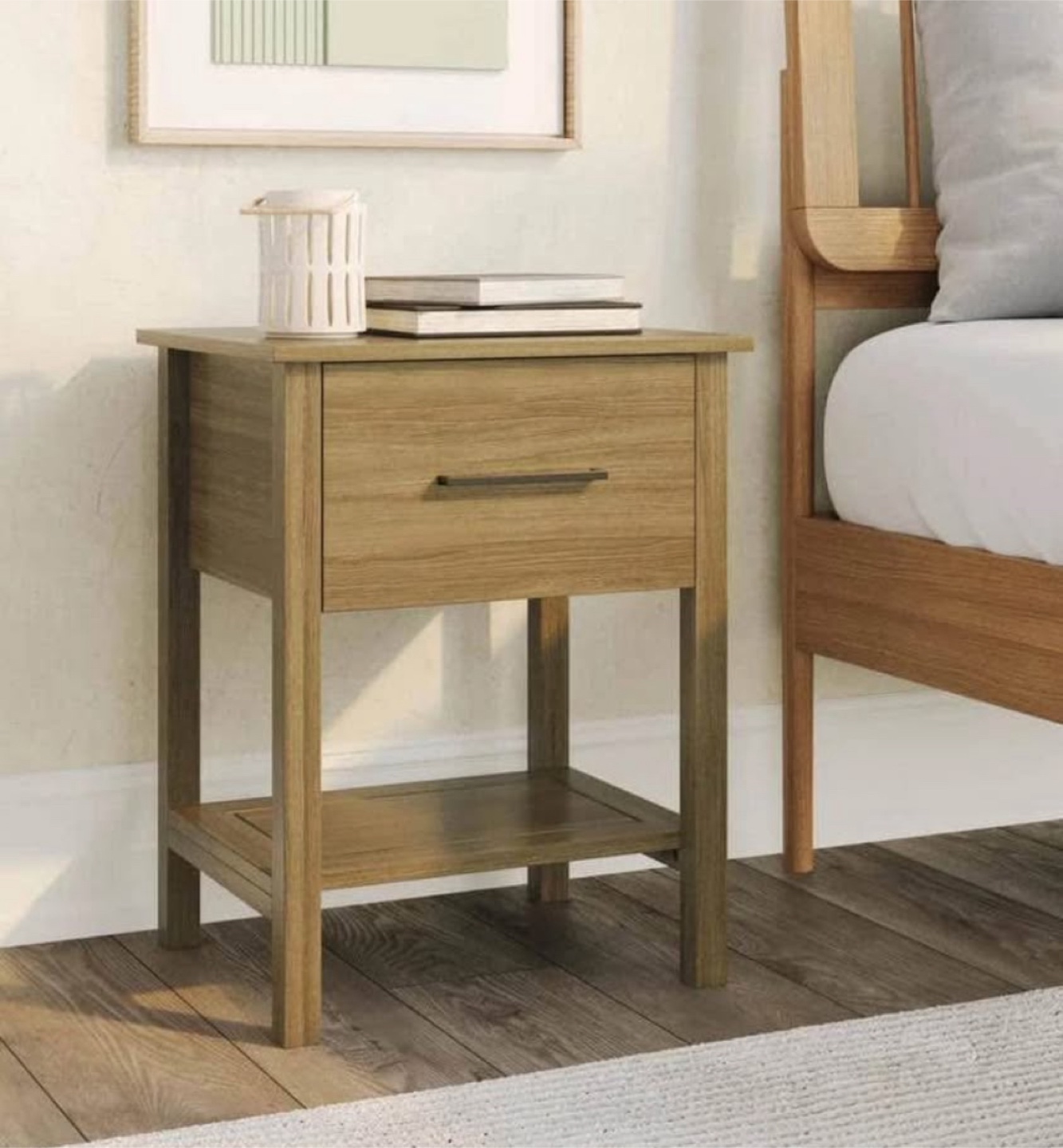 New Set of 2 Nightstands or Side Tables with Drawer Storage