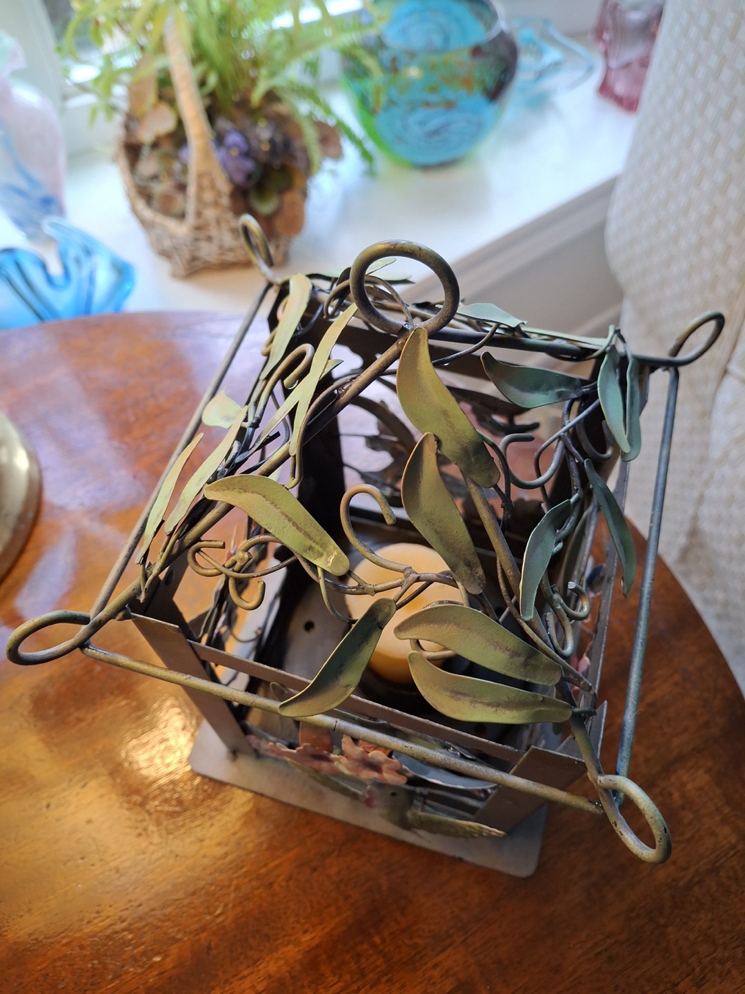 Rustic candle holder & small candle - photo 2