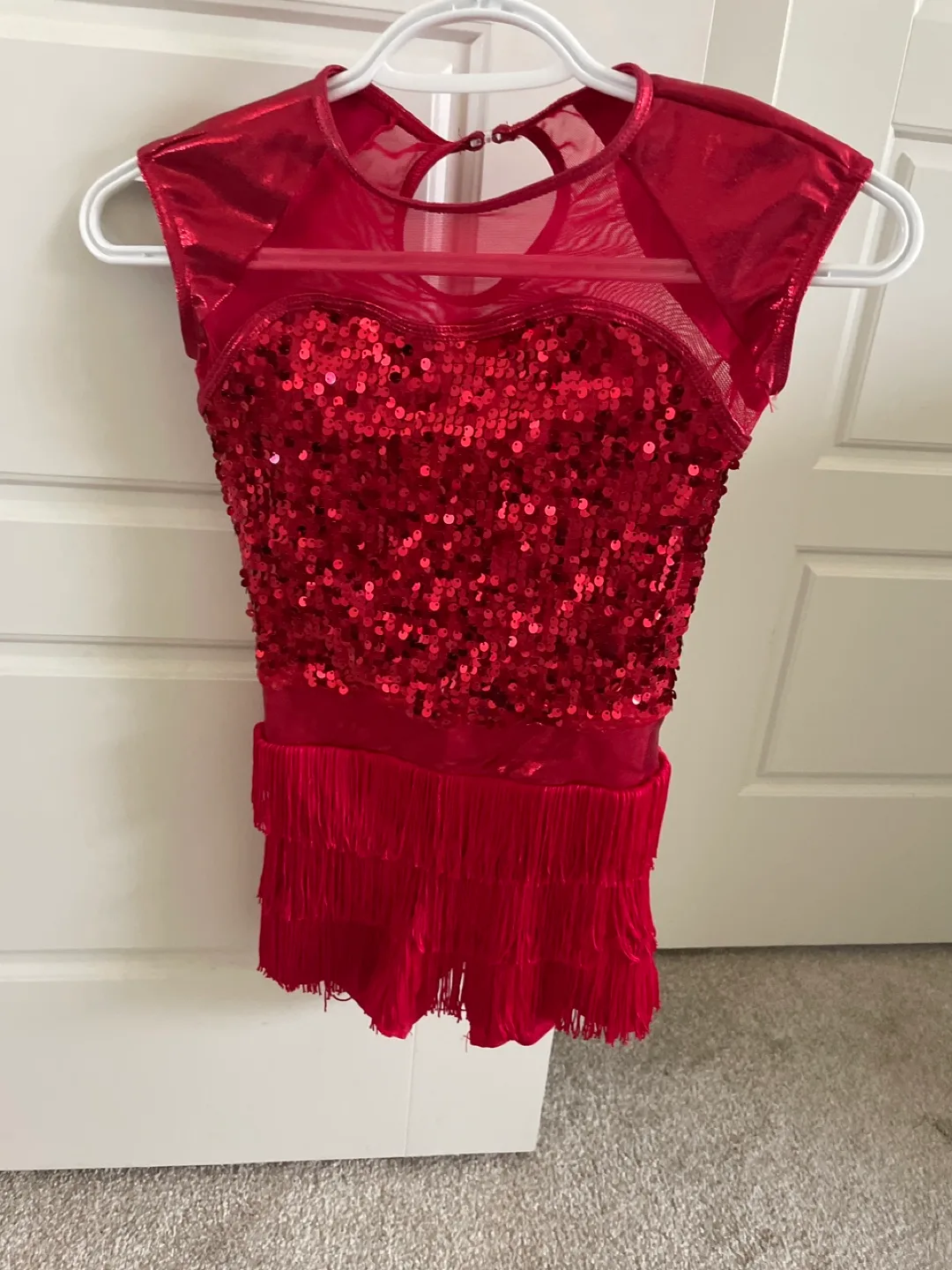 Red Sequin Fringe Dance Costume thumbnail