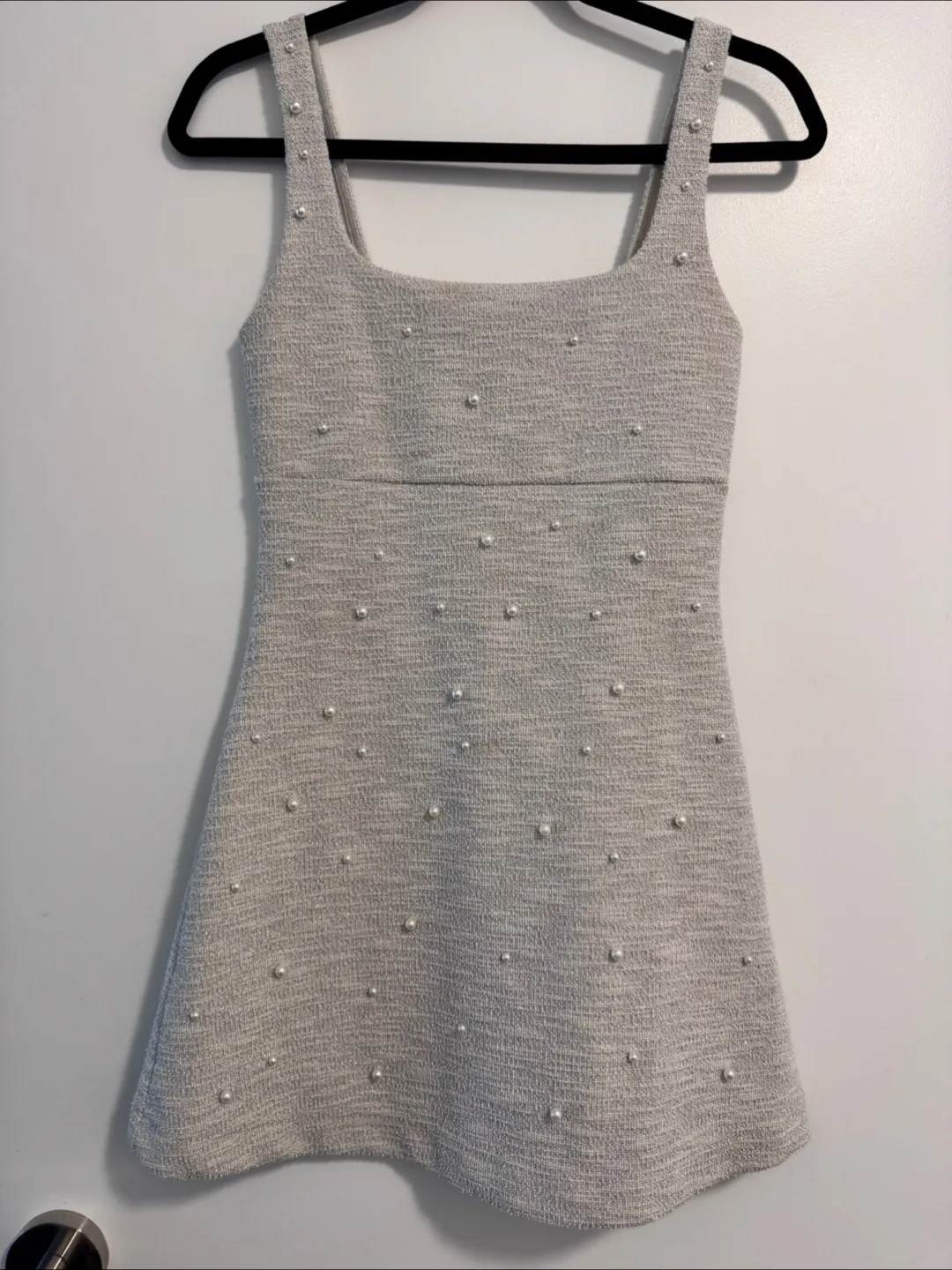 H&M XS Grey Pearl Embellished Dress thumbnail
