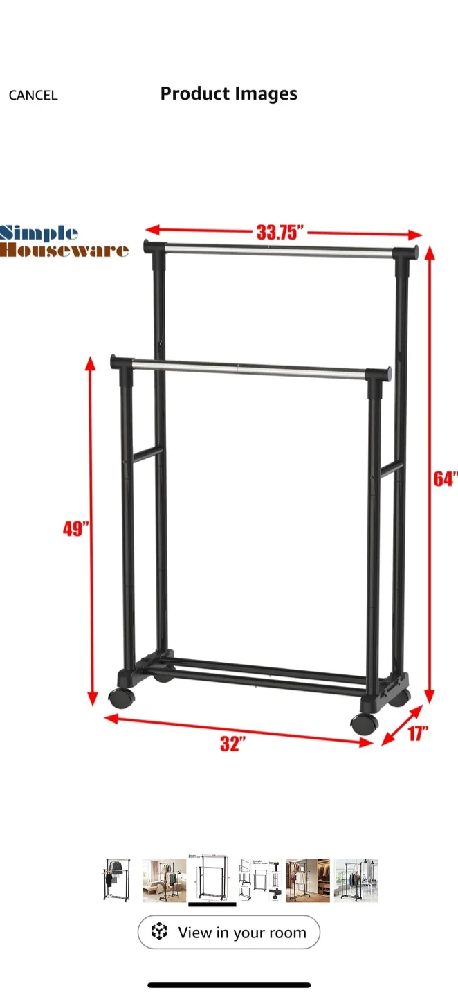 Simple Houseware Double Rod Clothing Rack