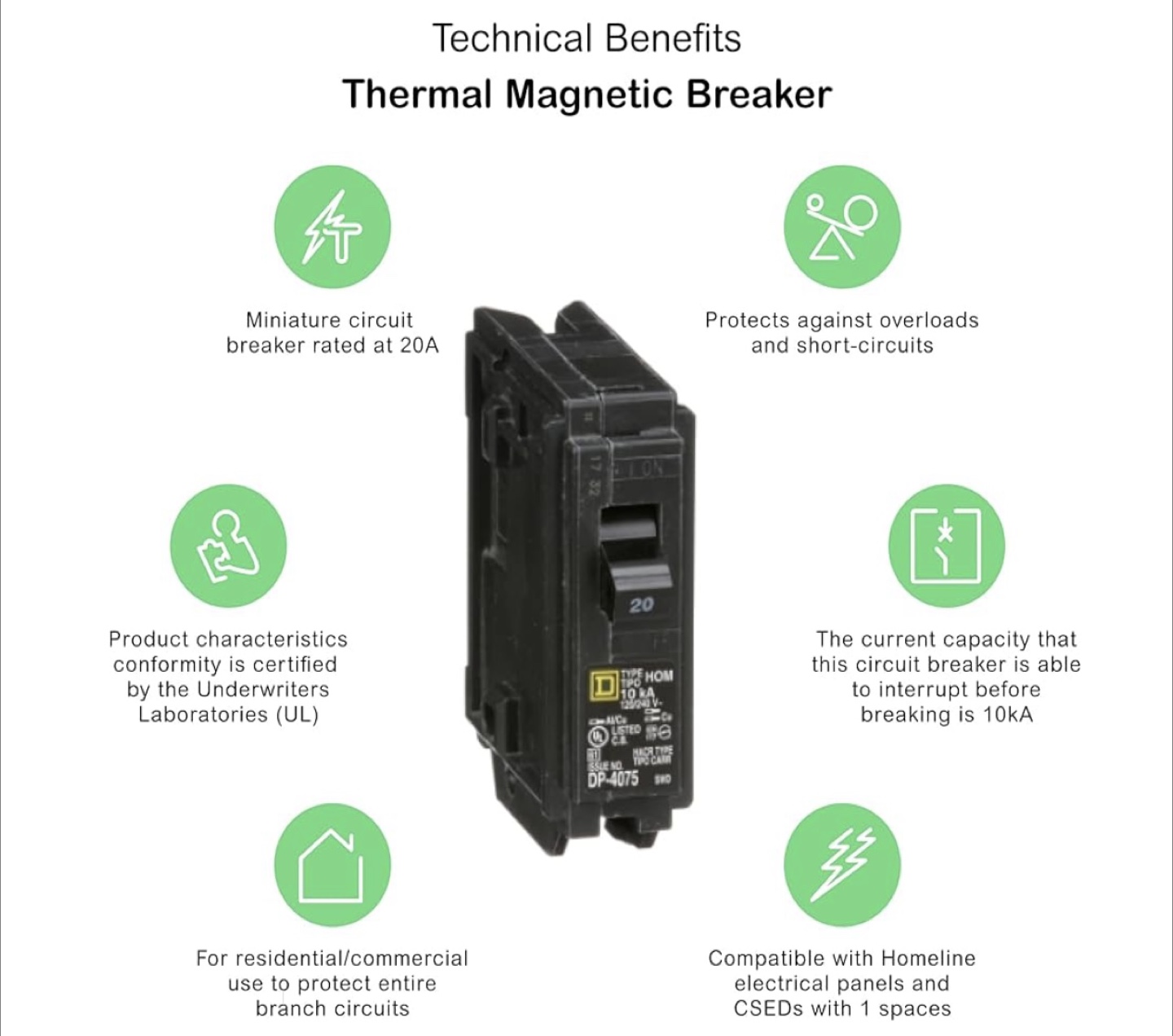 Square D HOM120 20A Circuit Breaker - photo 3