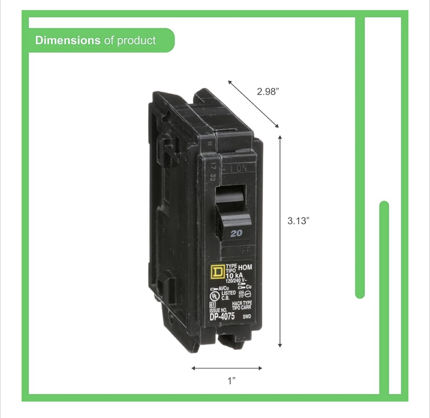 Square D HOM120 20A Circuit Breaker - photo 2