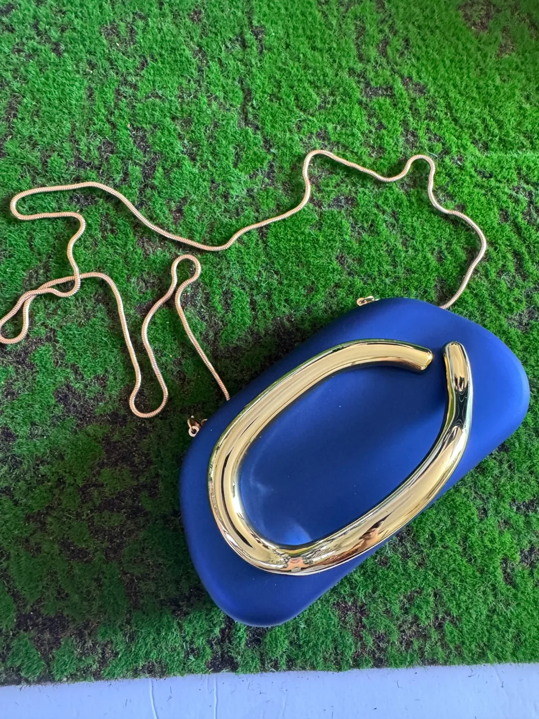 Blue Clutch with Gold Chain thumbnail