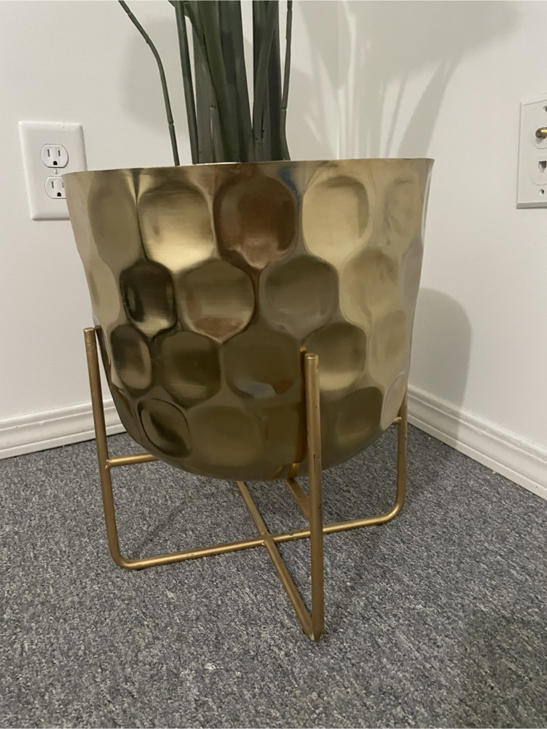 Gold Metal Plant Pot with Stand