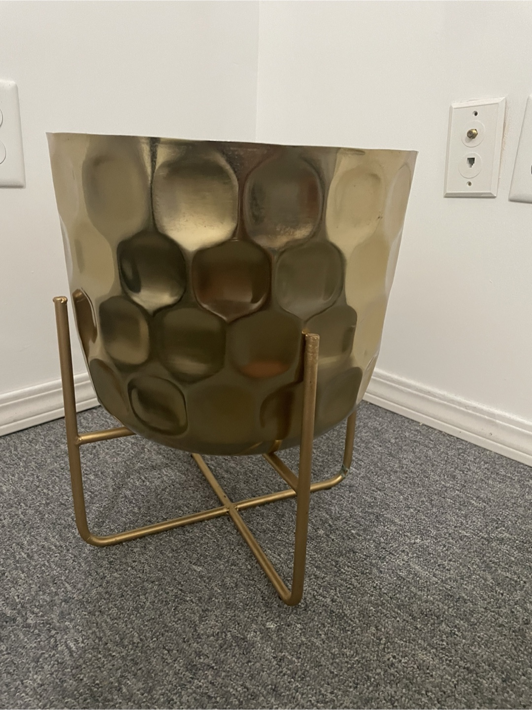 Gold Metal Plant Pot with Stand - photo 2