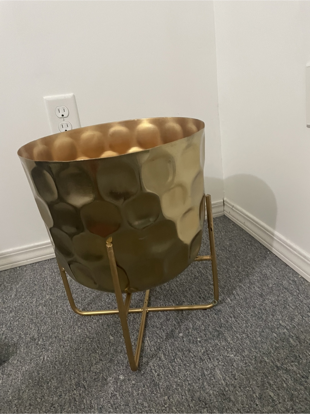 Gold Metal Plant Pot with Stand - photo 4