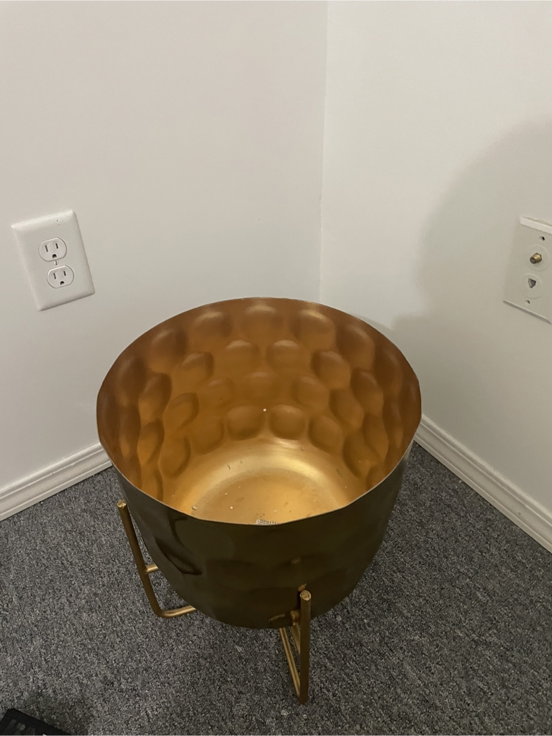 Gold Metal Plant Pot with Stand - photo 3