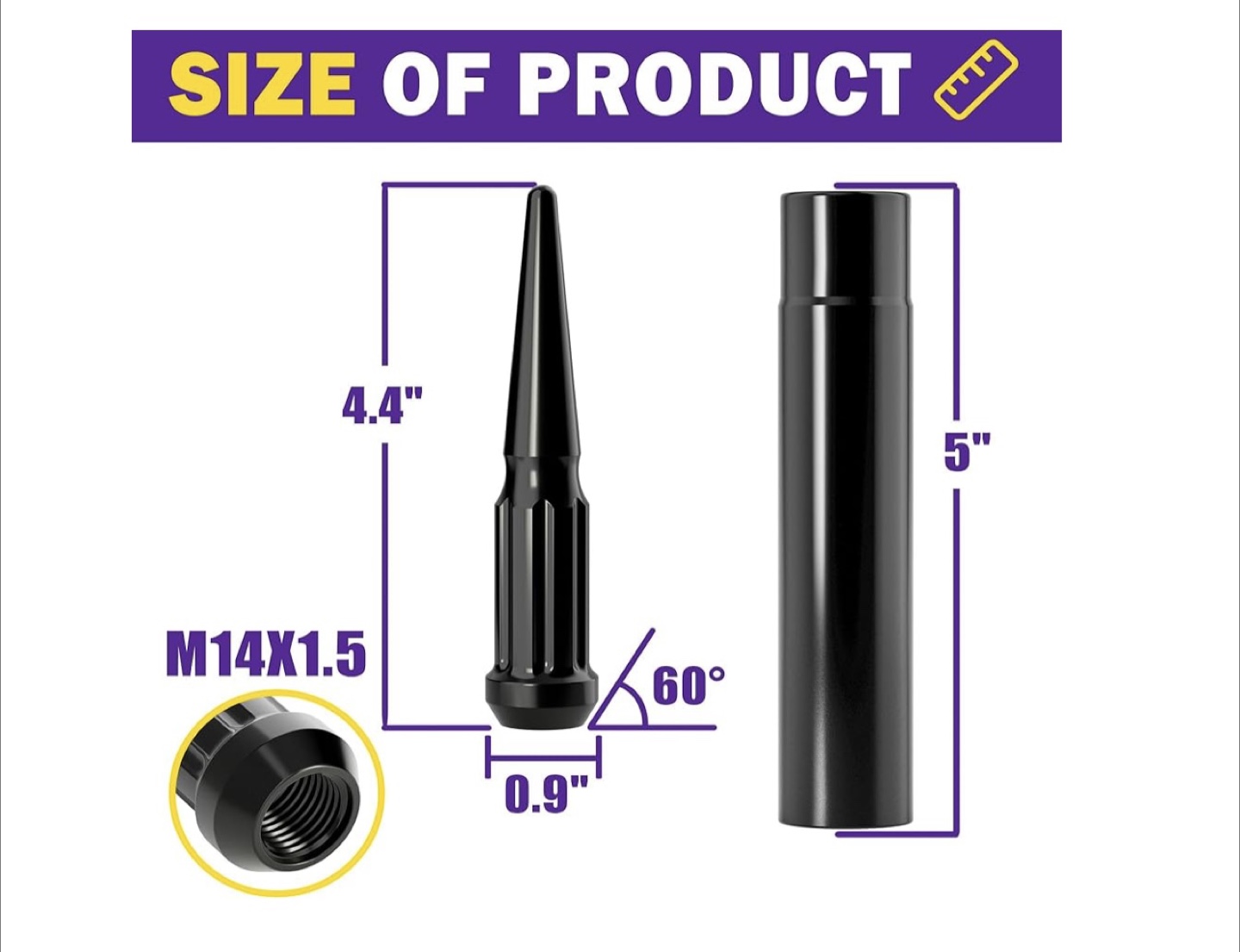 HOWBOW M14x1.5 Lug Nuts - Black - photo 3