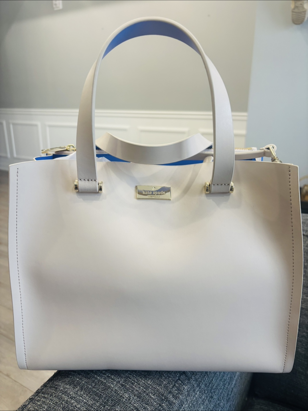 Kate Spade Tote Bag - Beige & Blue- used once only - photo 4