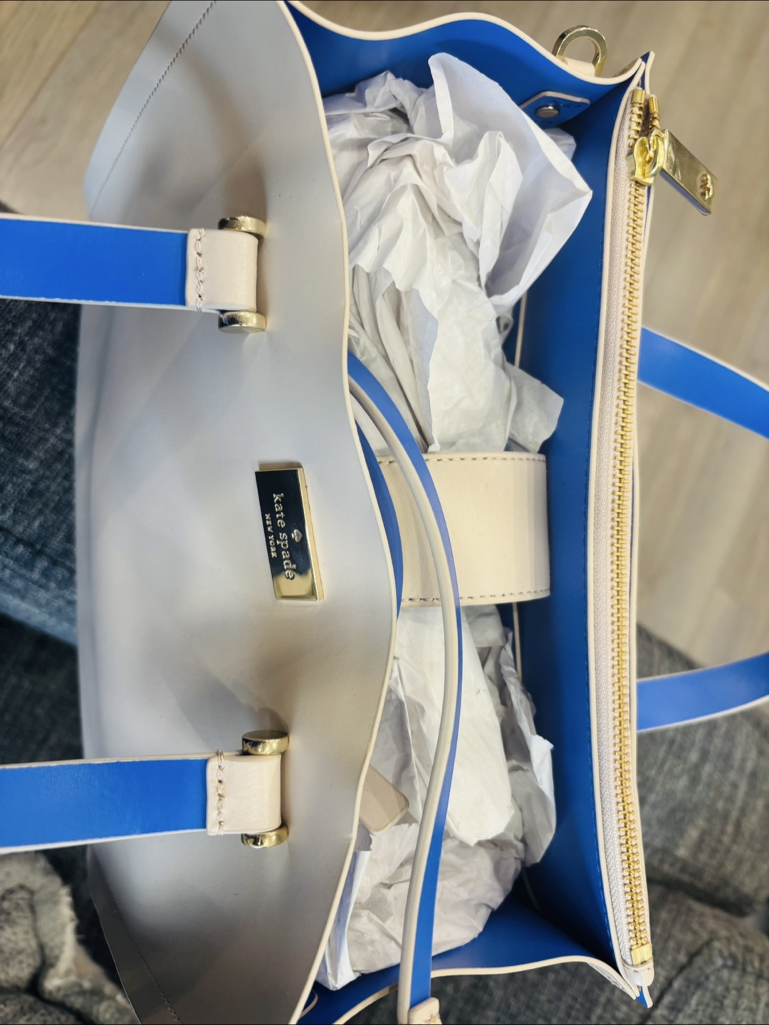 Kate Spade Tote Bag - Beige & Blue- used once only - photo 3