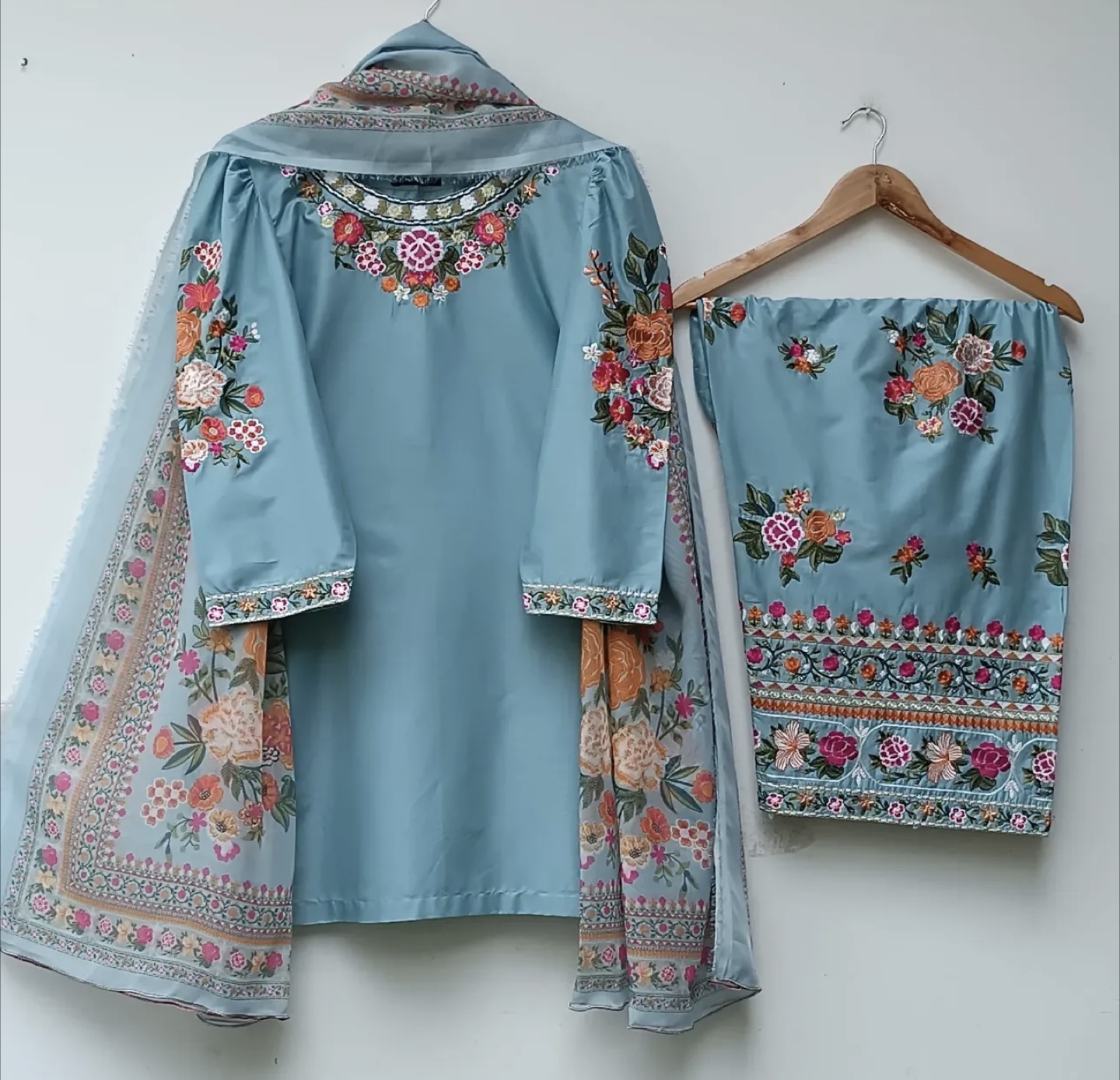 Floral Embroidered farshi Shalwar Kameez Suit