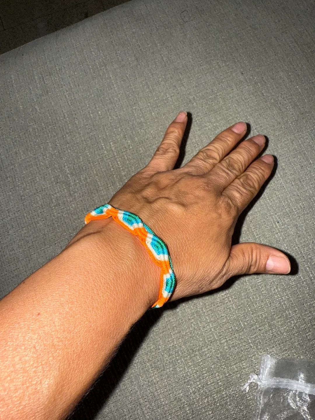 Handmade Braided Bracelet - Orange, Blue, Green image indicator(3)