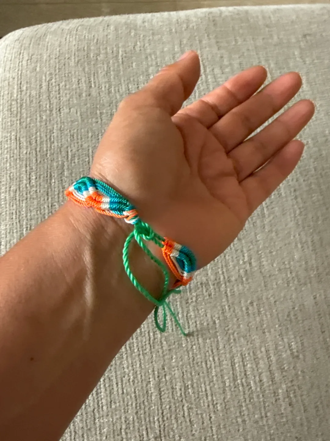 Handmade Braided Bracelet - Orange, Blue, Green image indicator(2)