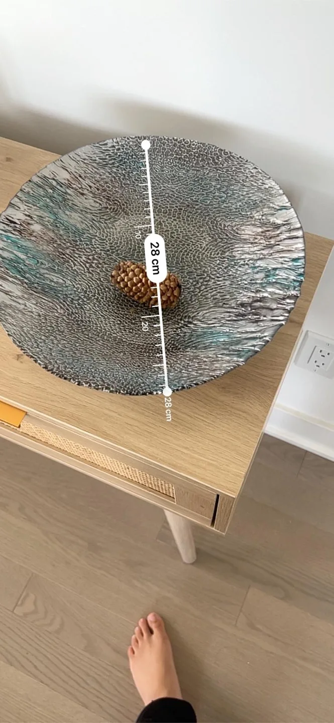 Decorative Silver & Teal Glass Plate - 28cm thumbnail