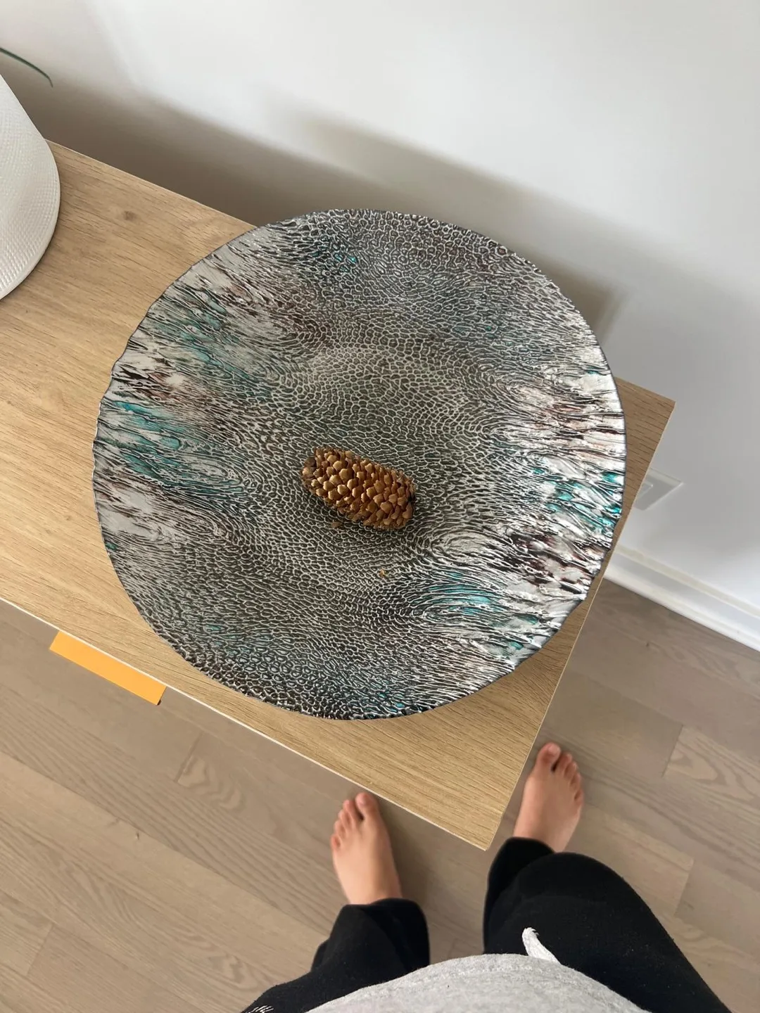 Decorative Silver & Teal Glass Plate - 28cm image indicator(2)