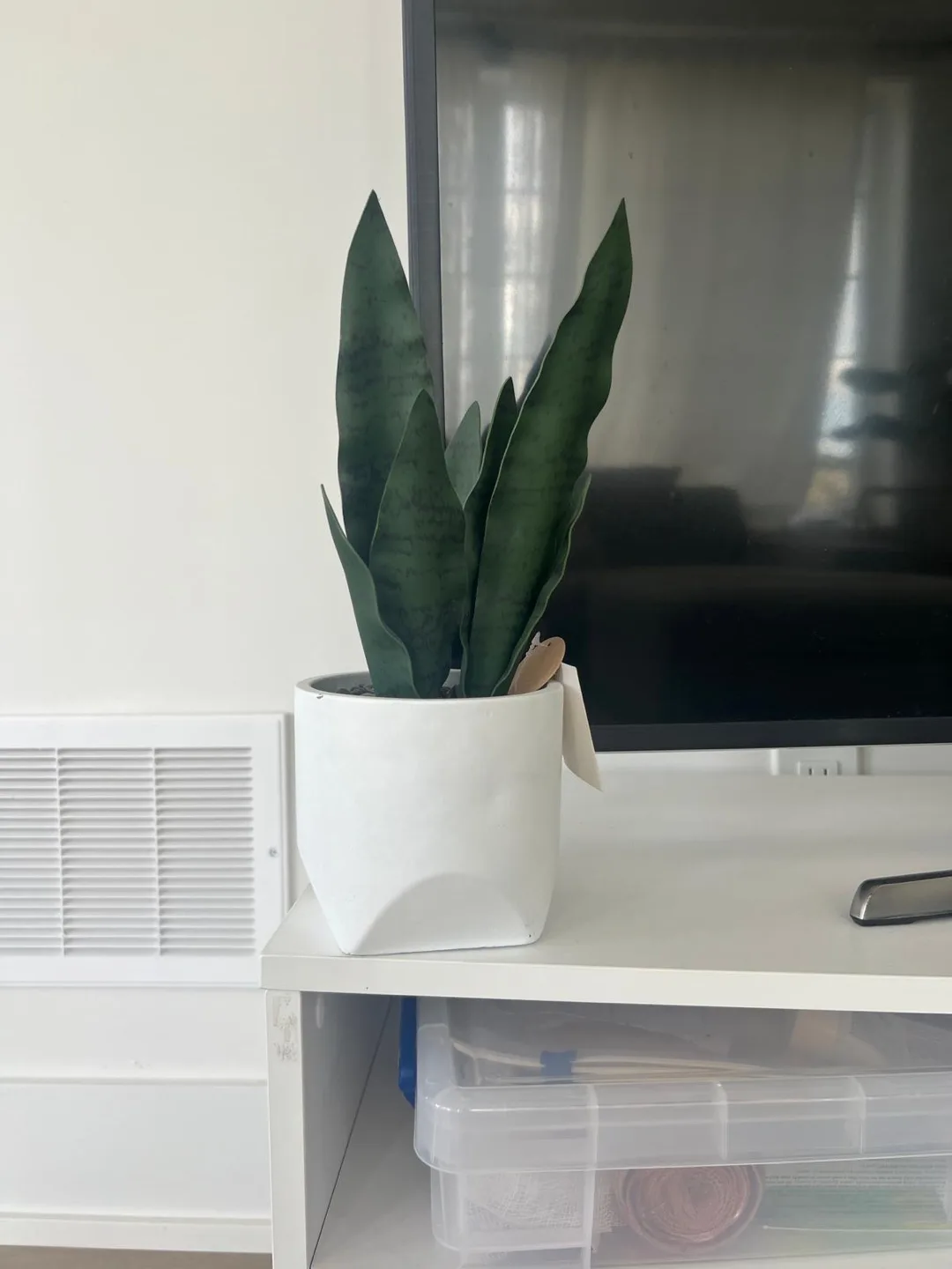 Artificial Snake Plant in White Pot - 30cm thumbnail