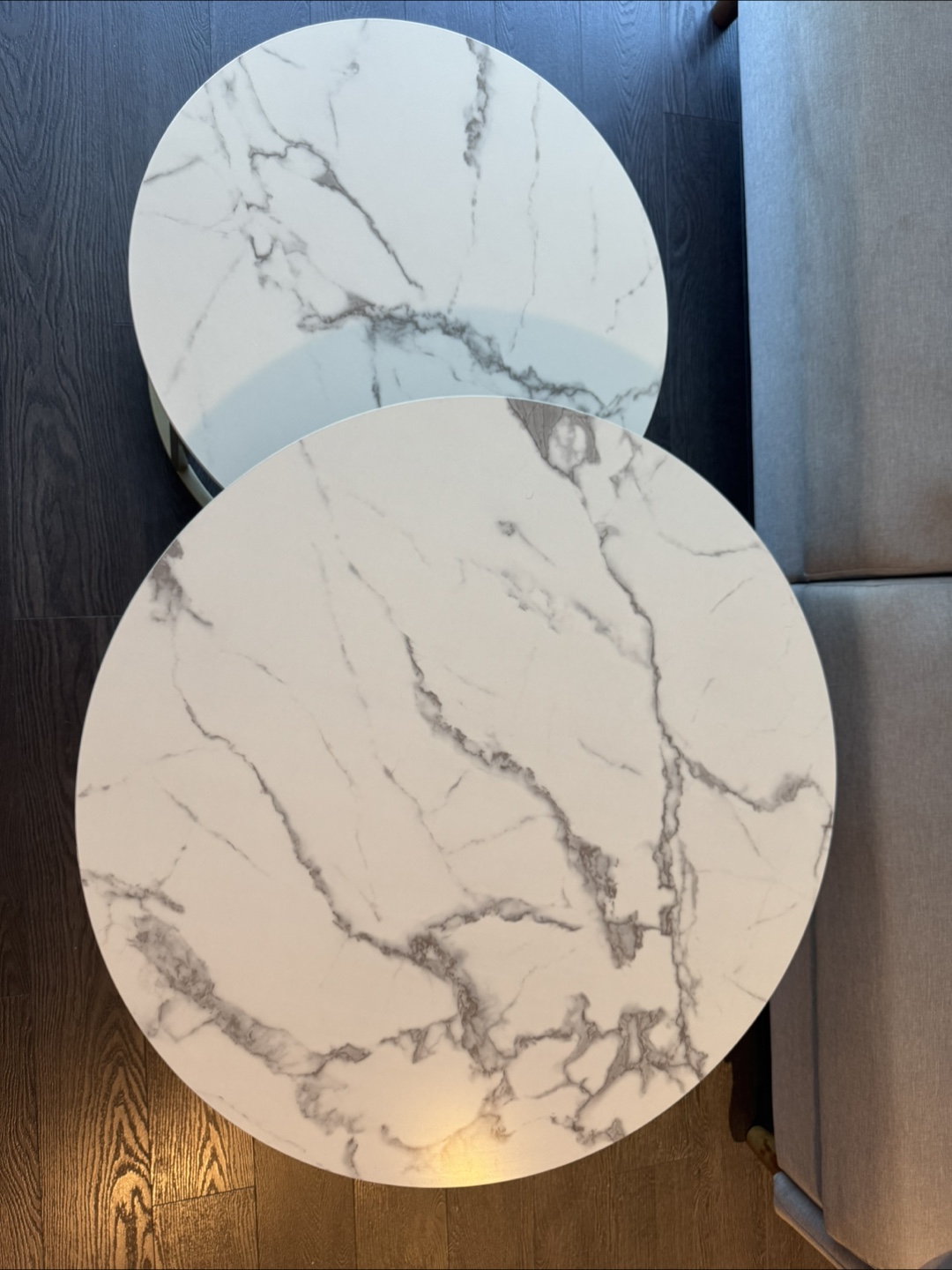 2 Piece Marble Nesting Coffee Tables - Like New! - photo 2