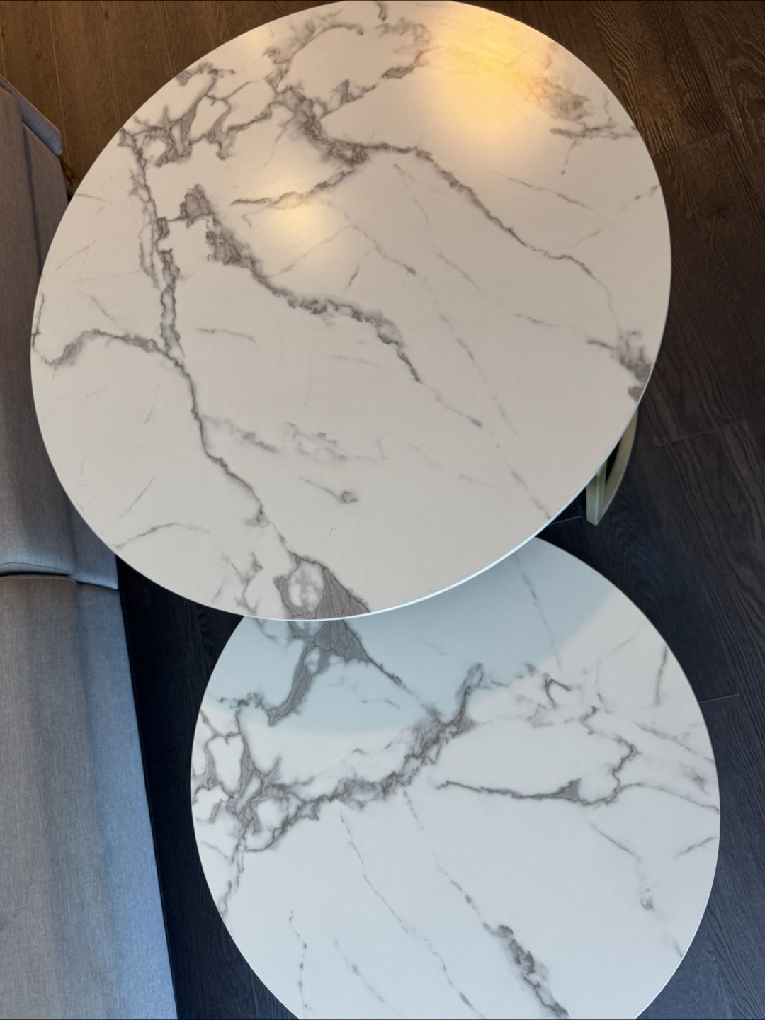 2 Piece Marble Nesting Coffee Tables - Like New! - photo 4
