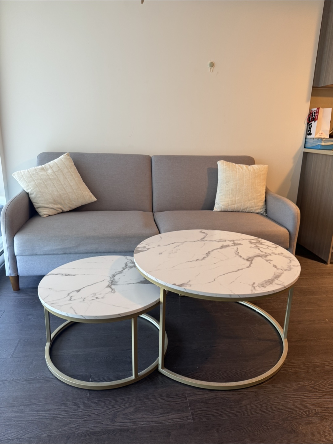 2 Piece Marble Nesting Coffee Tables - Like New!