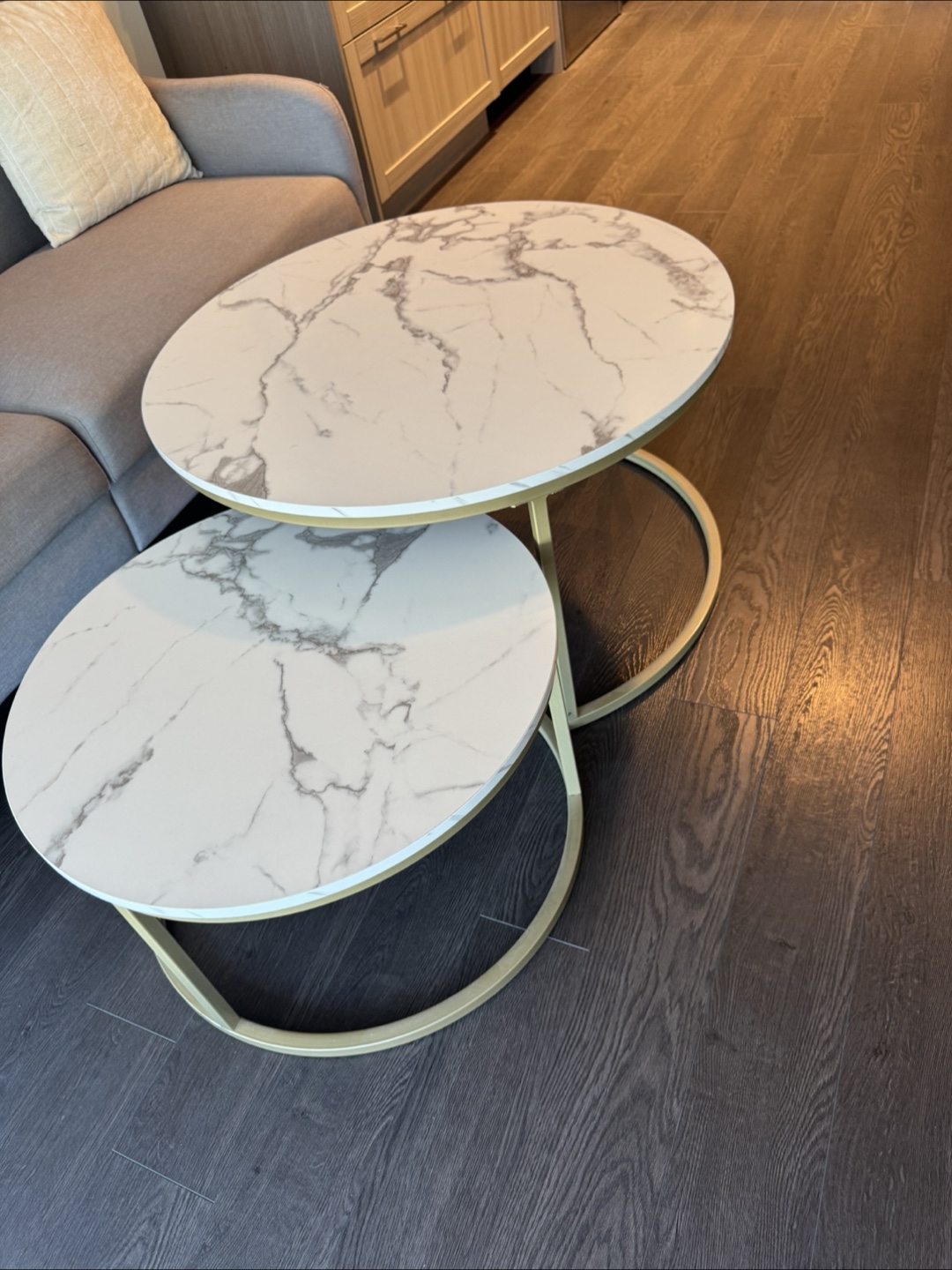 2 Piece Marble Nesting Coffee Tables - Like New! - photo 3
