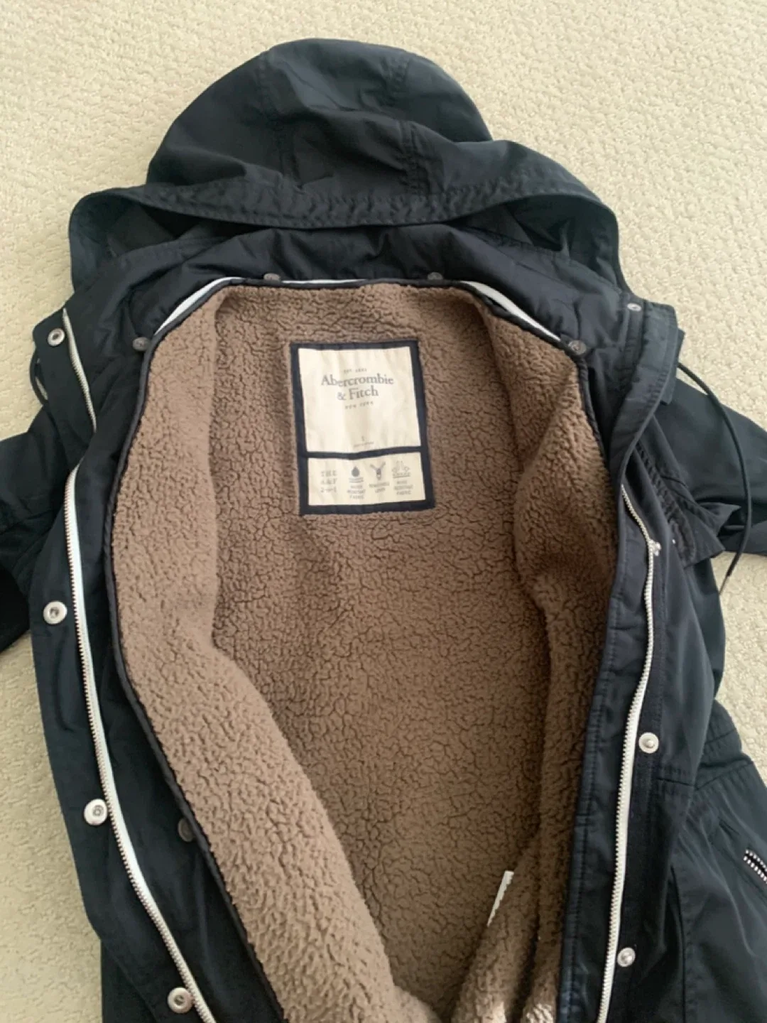 Abercrombie & Fitch Black Winter Jacket - Size S image indicator(3)