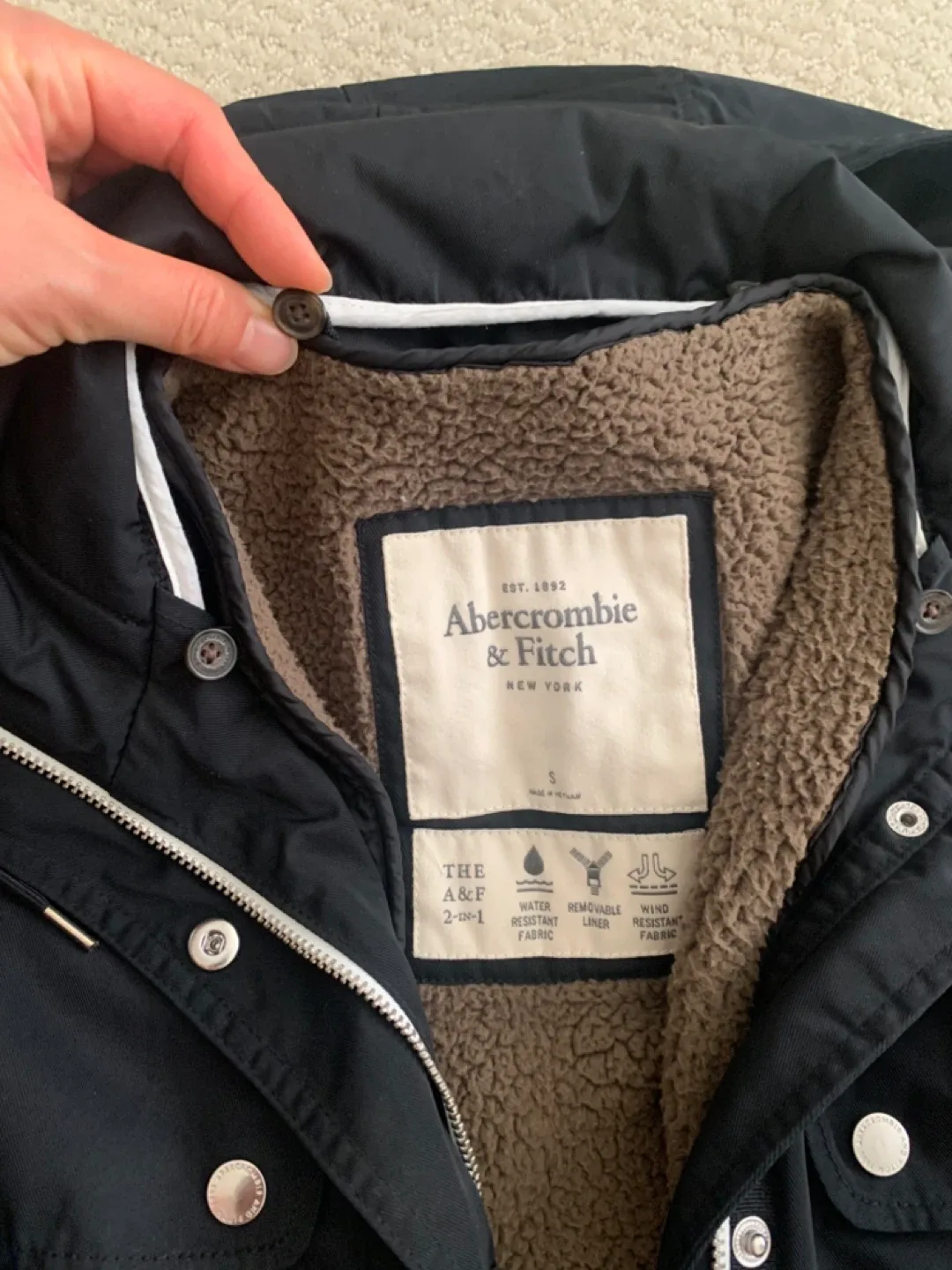 Abercrombie & Fitch Black Winter Jacket - Size S image indicator(2)