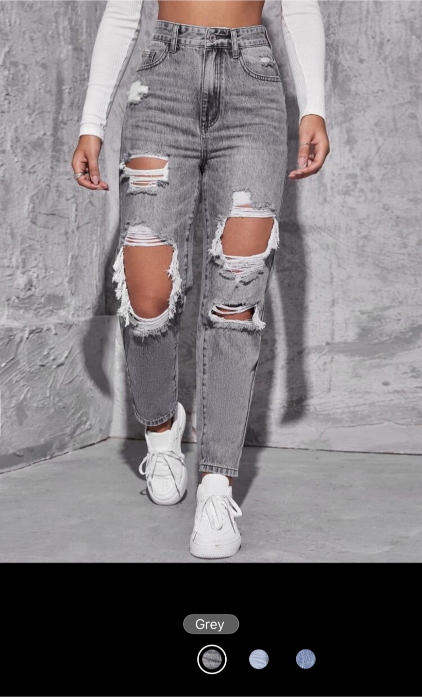 Distressed Grey Jeans - Size Medium - photo 4