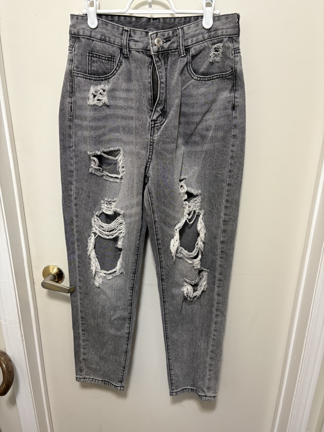 Distressed Grey Jeans - Size Medium