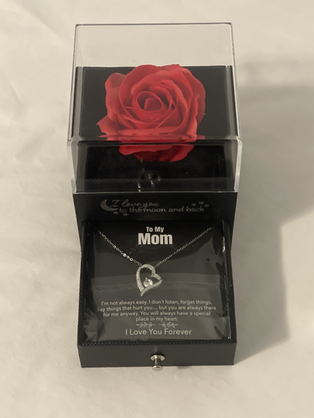 Holiday Special – Rose with Heart Necklace Gift Set (For Mom)