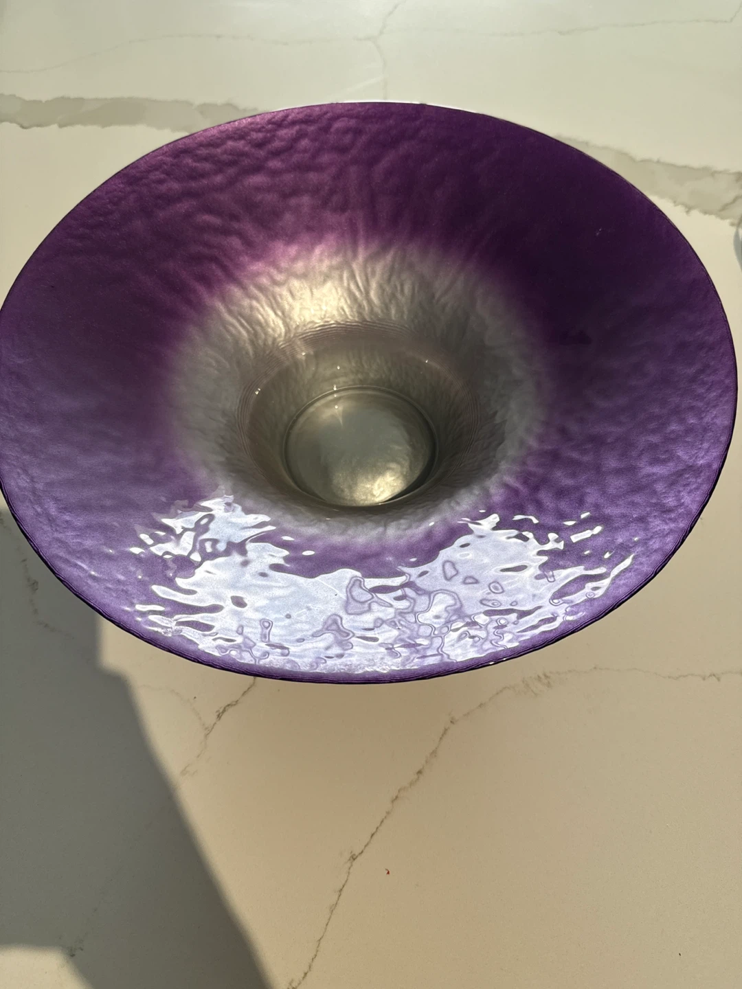 Purple & Silver Decorative Glass Bowl