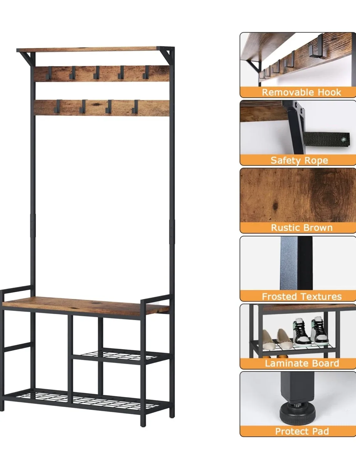 Hall Tree with Bench & Shoe Storage image indicator(9)