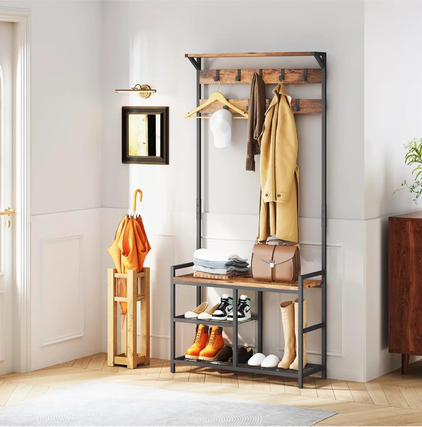 Hall Tree with Bench & Shoe Storage image indicator(8)