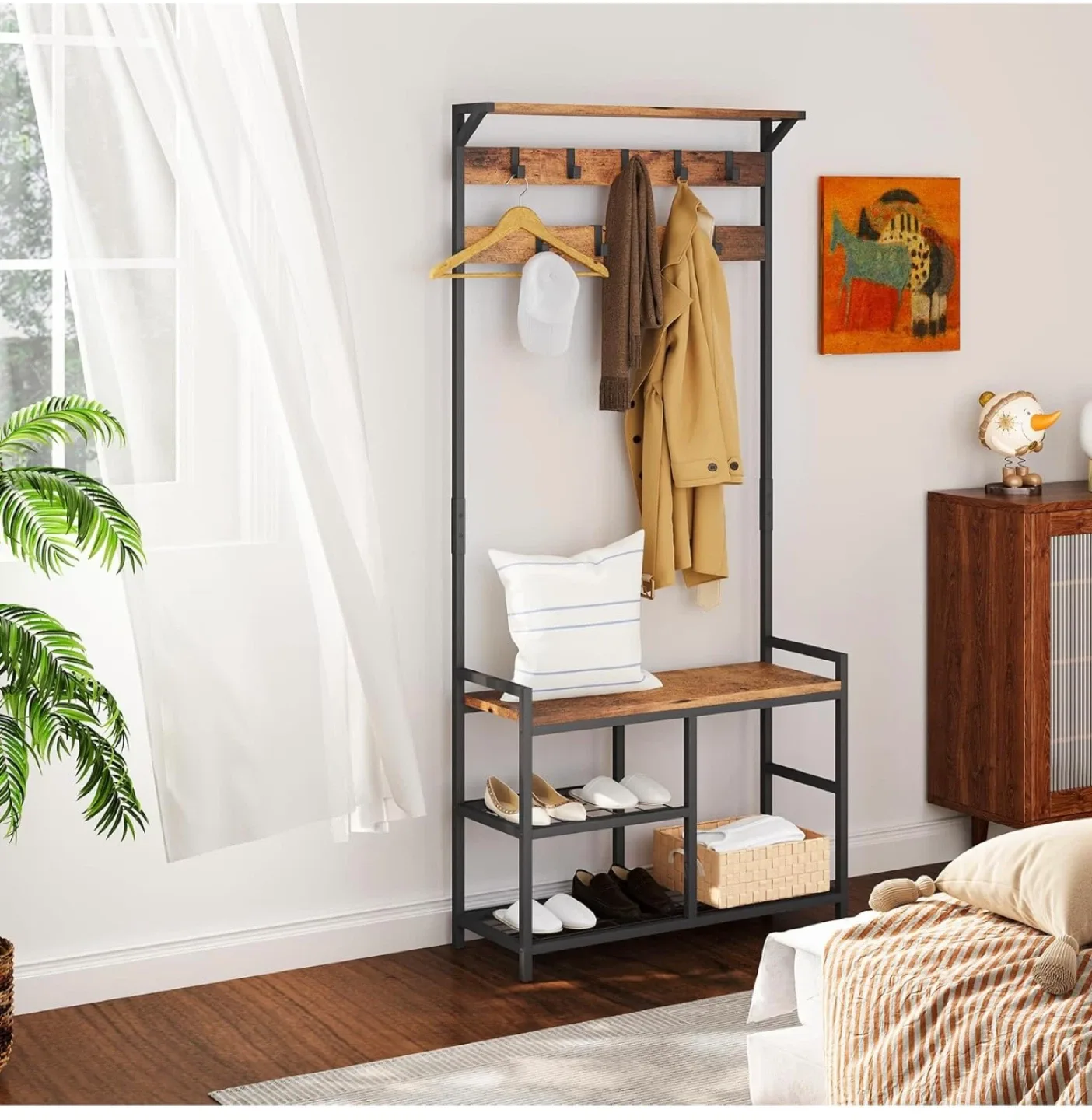 Hall Tree with Bench & Shoe Storage image indicator(10)