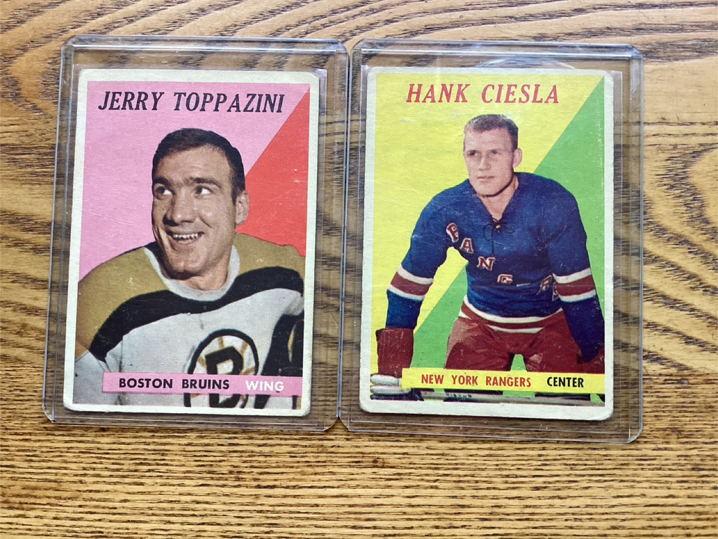 1958-59 TOPPS JERRY TOPPAZZINI #45 & HANK CIESLA #49 NHL Cards