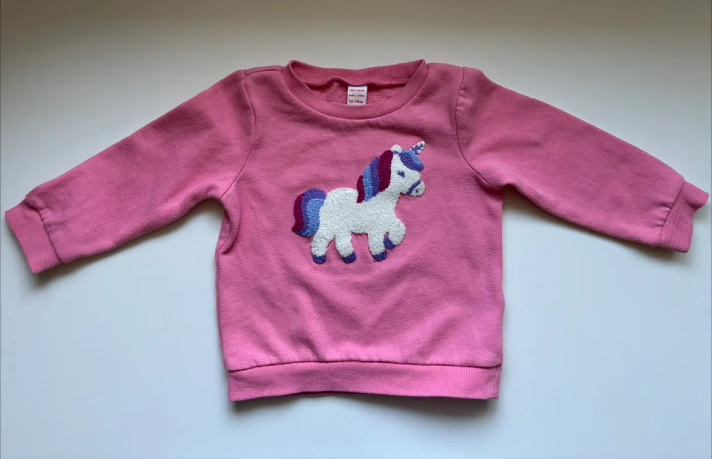 Joe Fresh Baby Pink Unicorn Sweatshirt (12-18m) thumbnail
