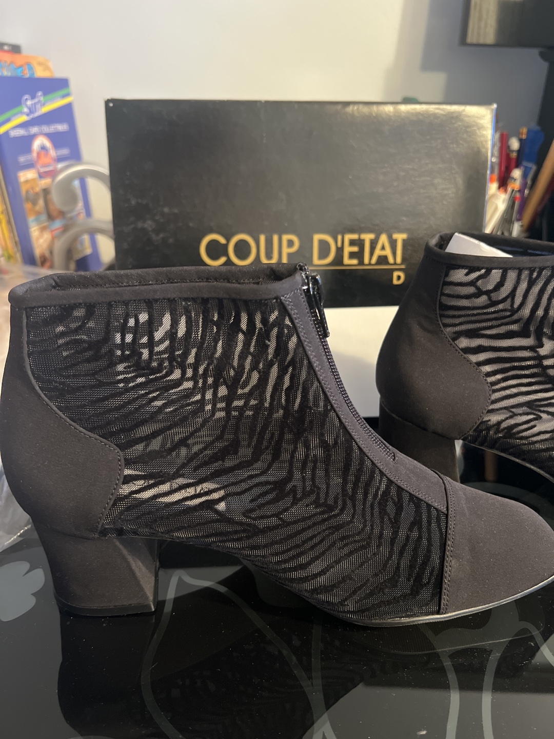 Coup D'Etat Black Ankle Boots Brand New size 10w