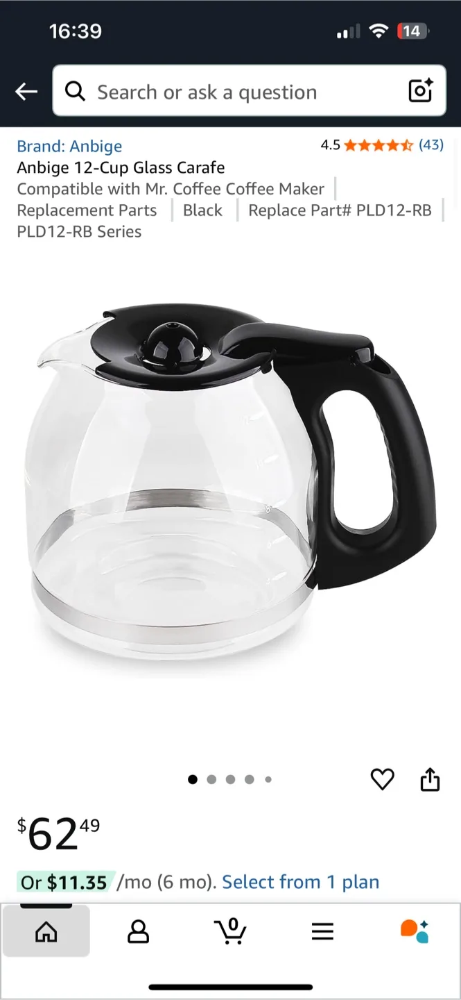 Anbige 12-Cup Glass Carafe thumbnail
