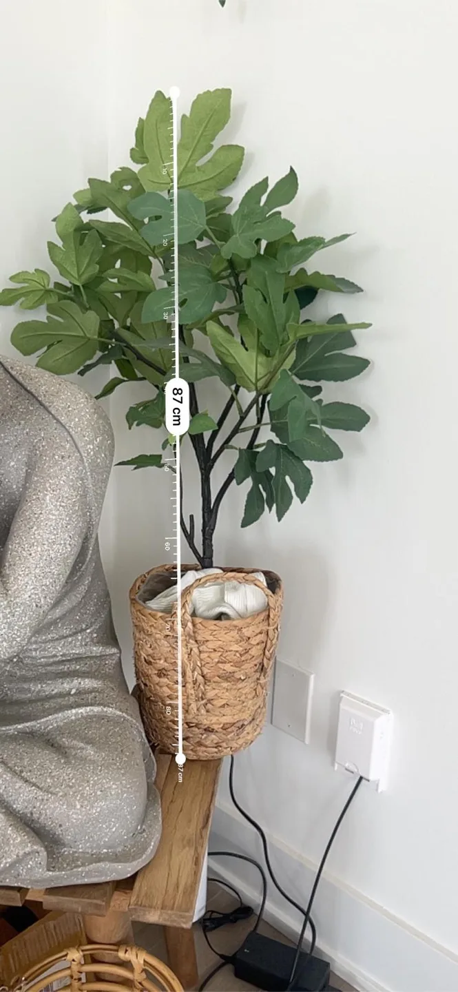 Faux Fiddle Leaf Fig Tree in Basket - 87cm Tall thumbnail