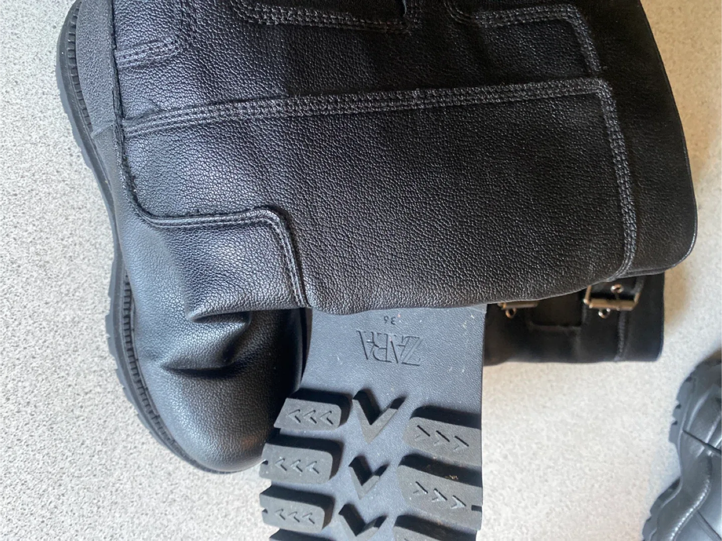 Zara Black Leather Buckle Boots image indicator(3)