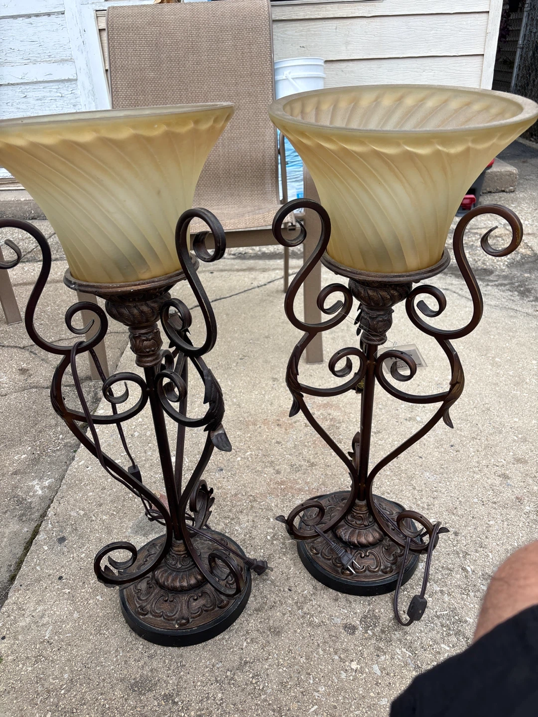 Pair of Ornate Bronze Floor Lamps