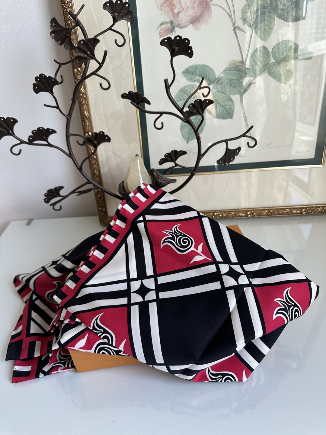Stylish Scarf - Red, Black, White Pattern