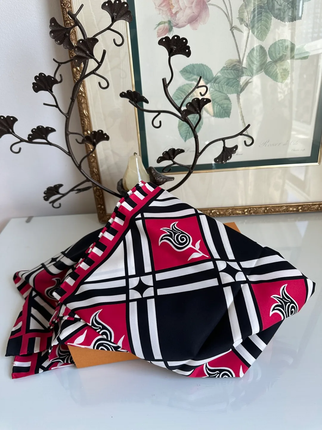 Stylish Scarf - Red, Black, White Pattern thumbnail